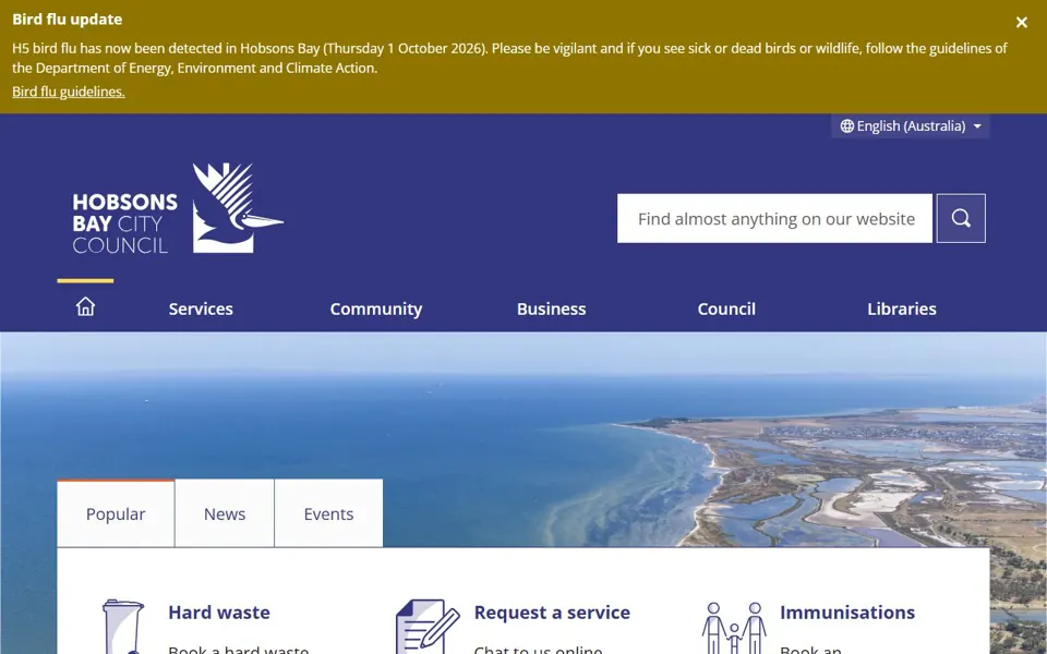 Hobsons Bay City Council website screenshot