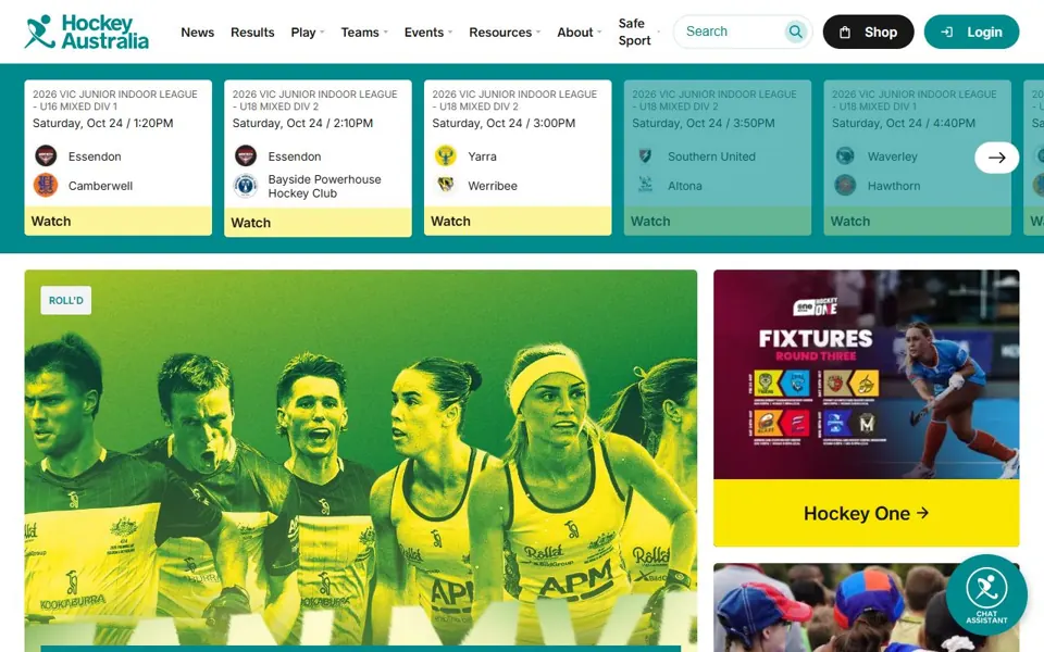 Hockey Australia website screenshot