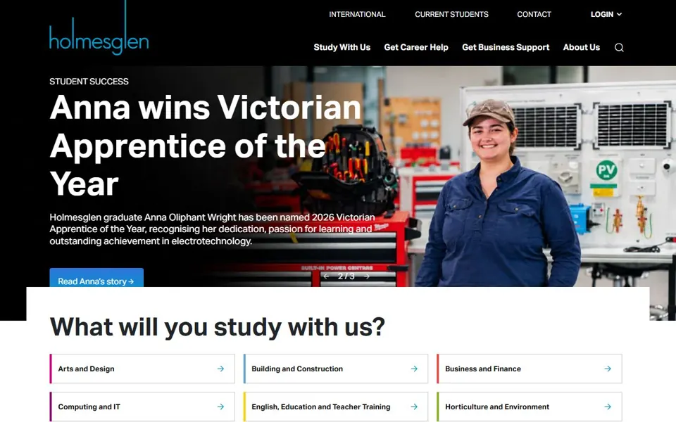 Holmesglen website screenshot