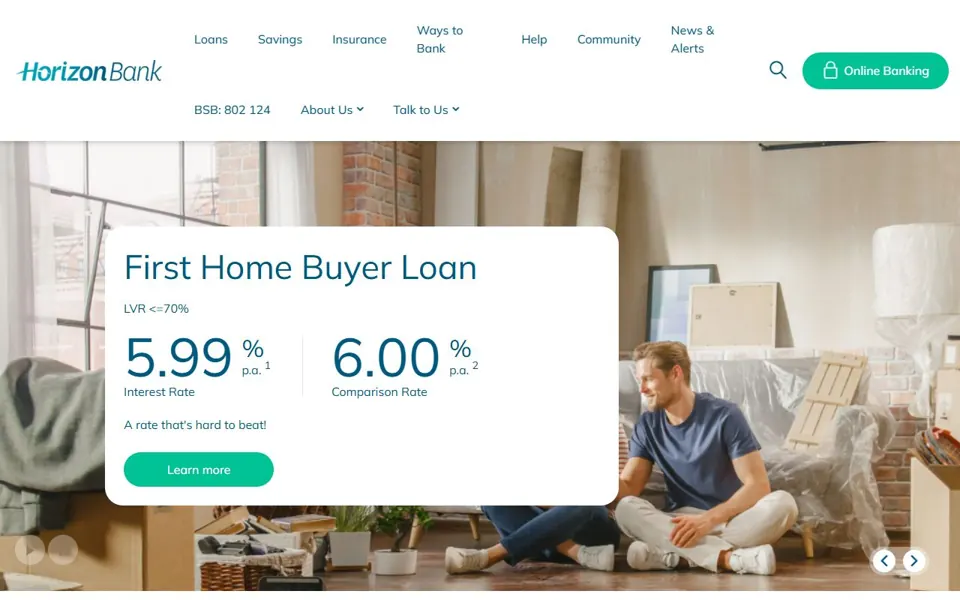 Horizon Bank website screenshot