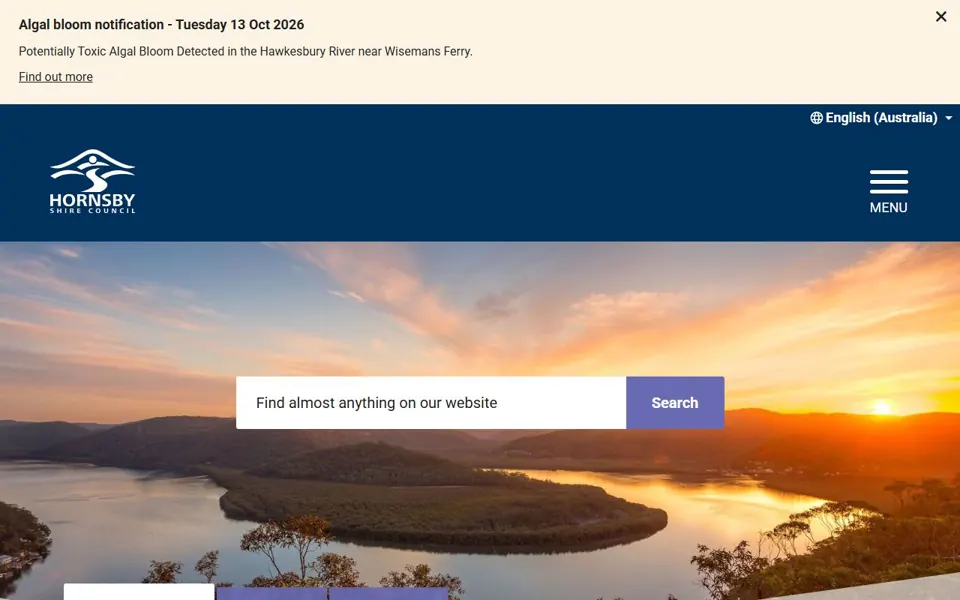Hornsby Shire Council website screenshot