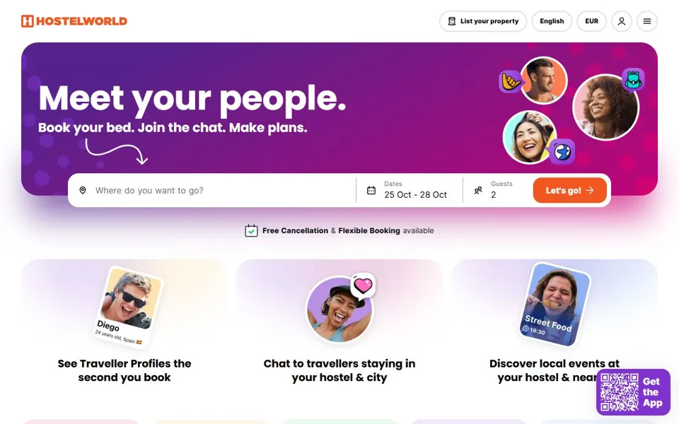 Hostelworld · Website screenshot