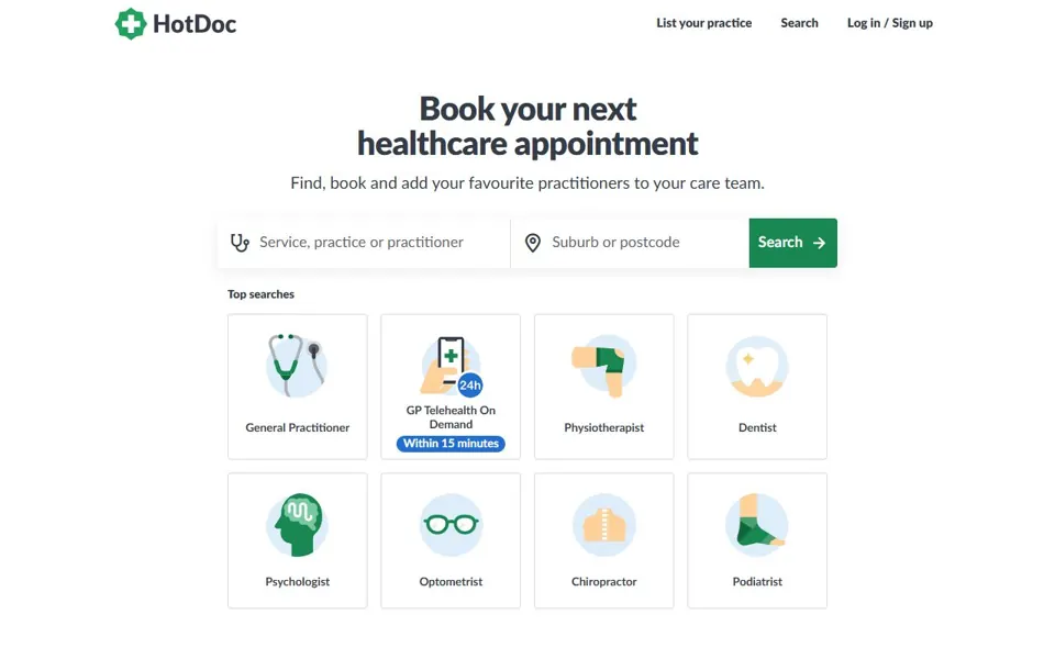 HotDoc website screenshot