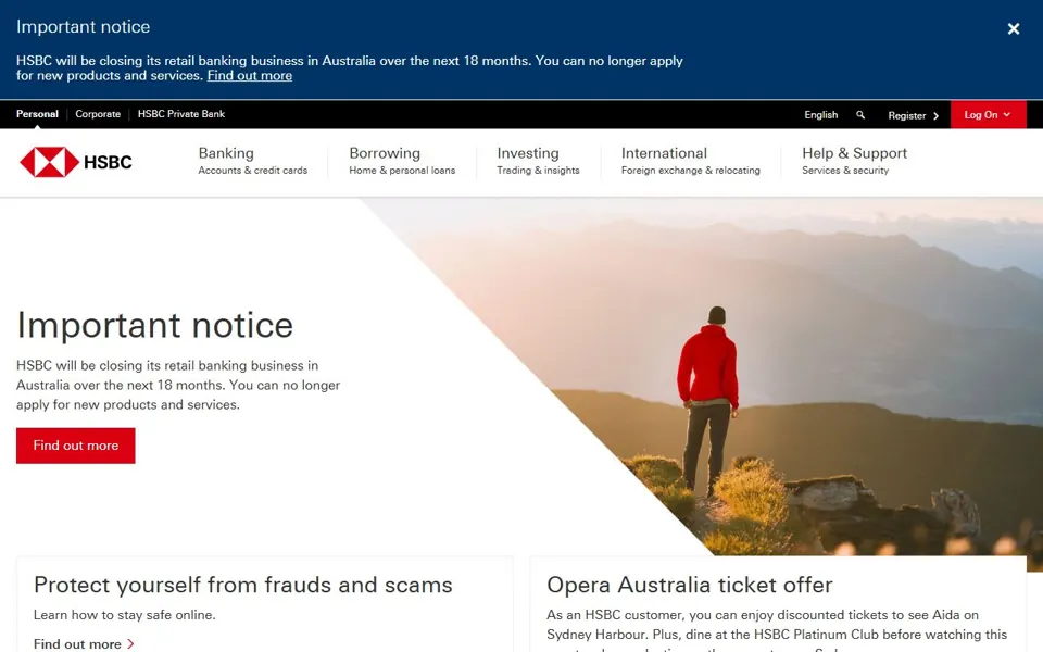 HSBC Australia website screenshot