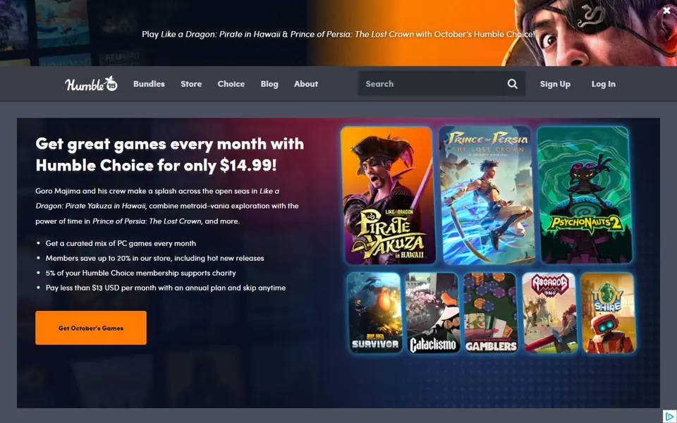 Humble Bundle website screenshot