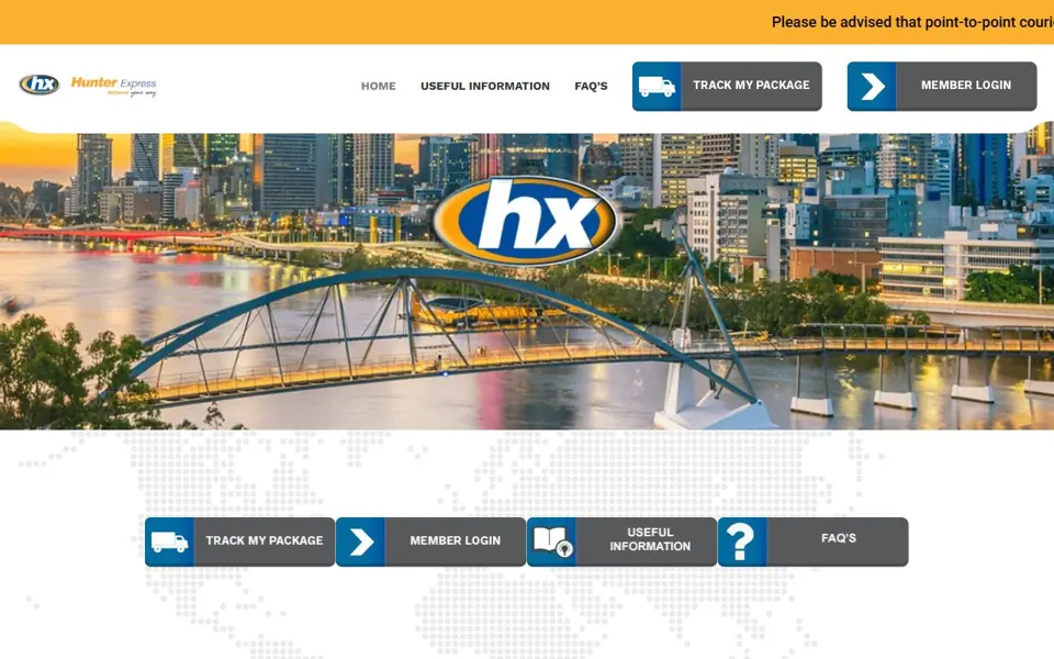 Hunter Express website screenshot