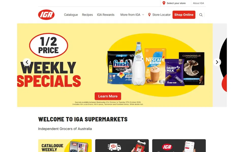 IGA website screenshot
