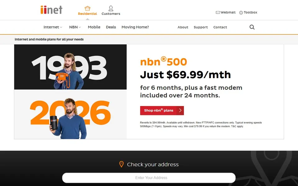 iiNet website screenshot