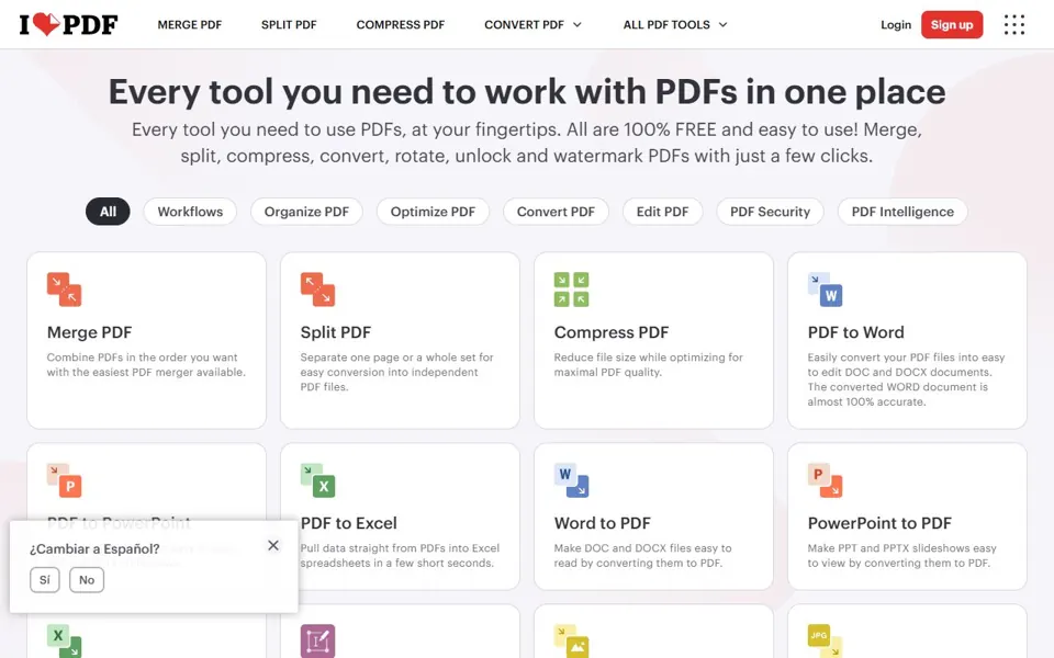 iLovePDF website screenshot