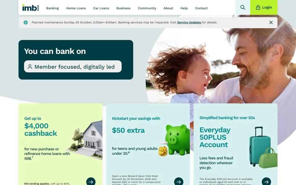 IMB Bank website screenshot