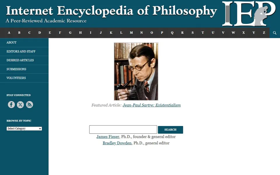 Internet Encyclopedia of Philosophy website screenshot