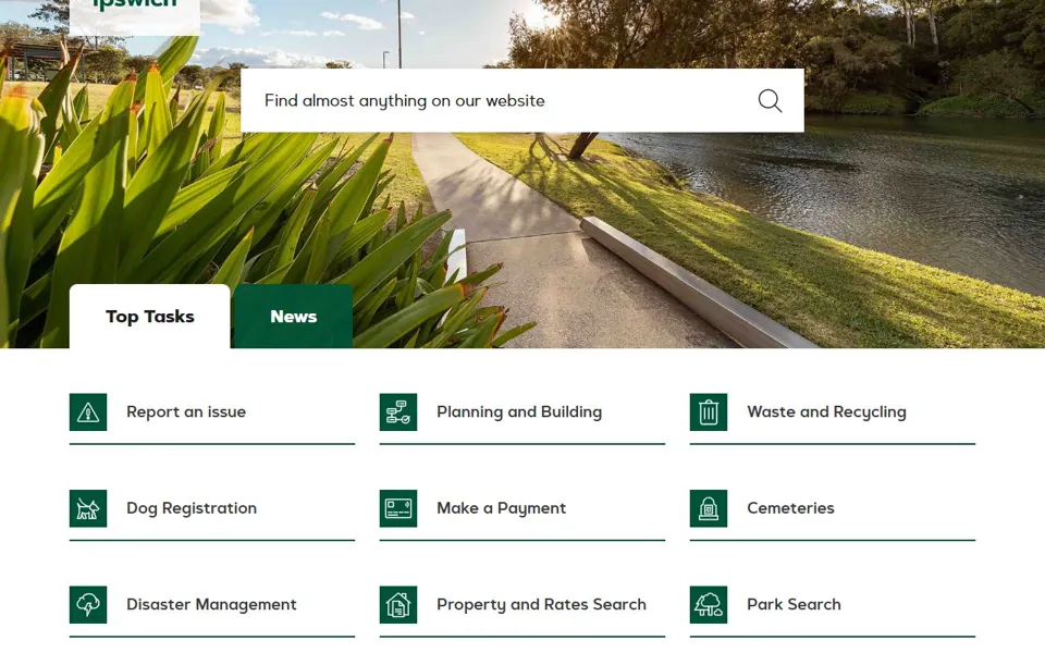 Ipswich City Council website screenshot
