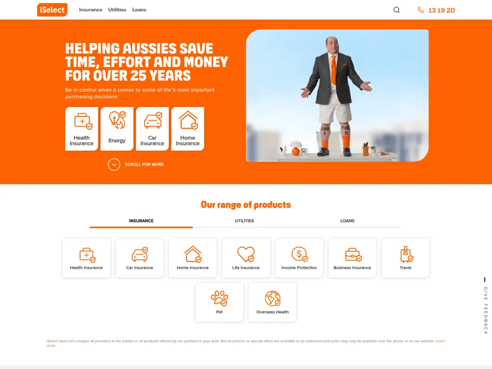 iSelect website screenshot