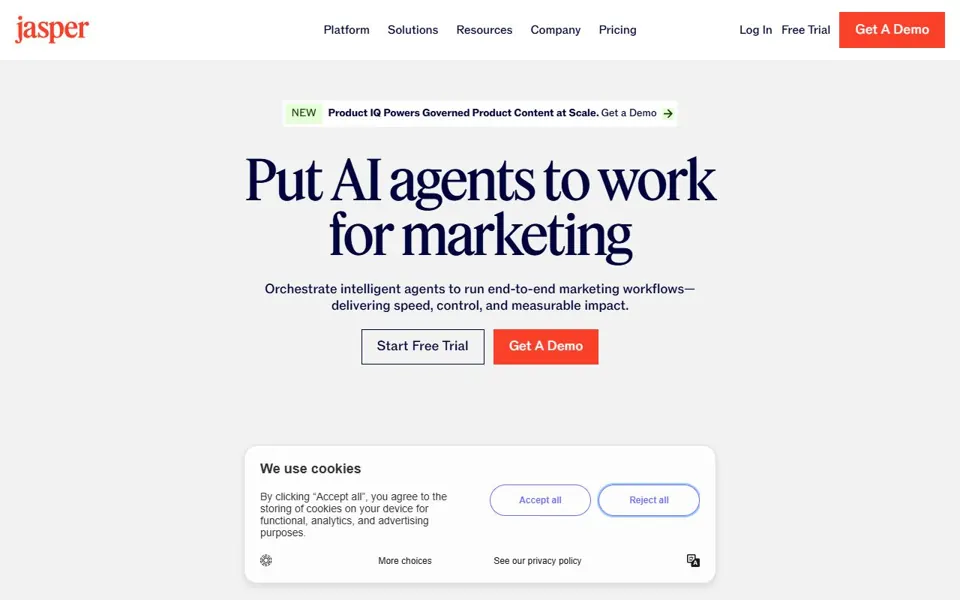 Jasper website screenshot