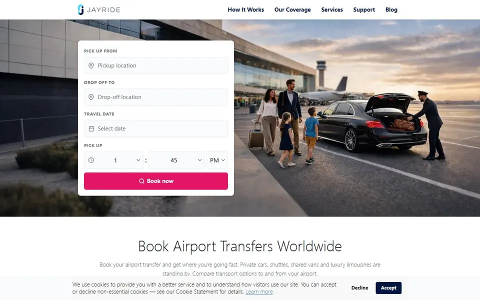 Jayride website screenshot