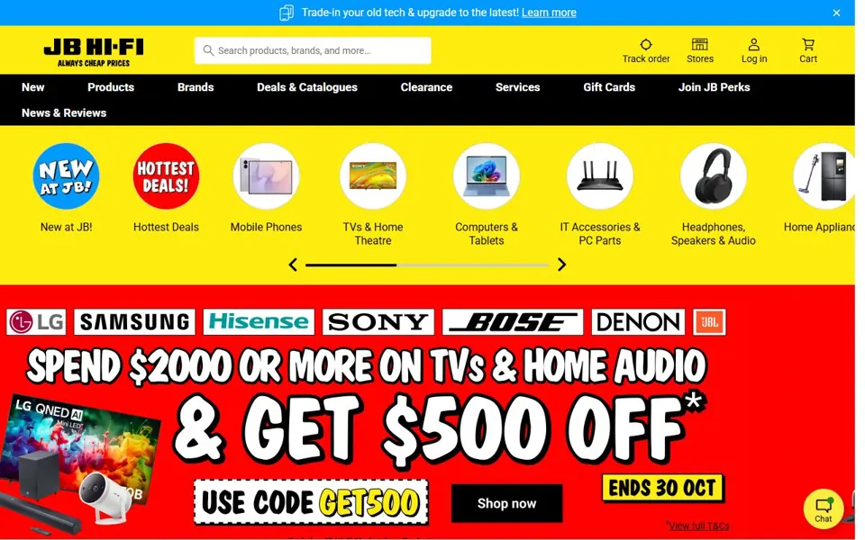 JB Hi-Fi website screenshot
