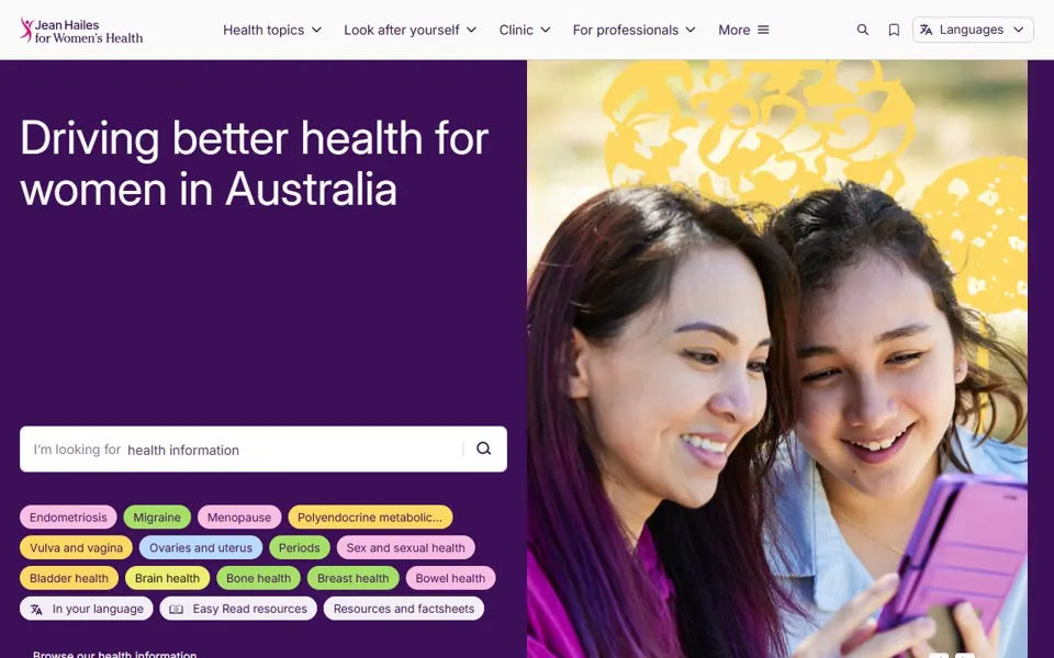 Jean Hailes website screenshot
