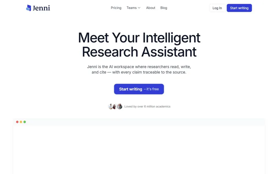 Jenni · Website screenshot