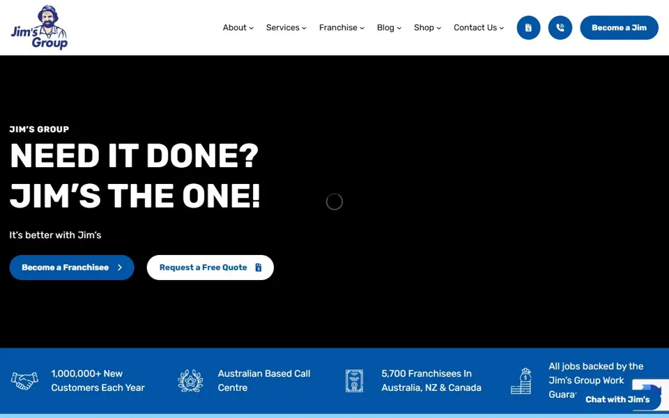 Jim's Group website screenshot