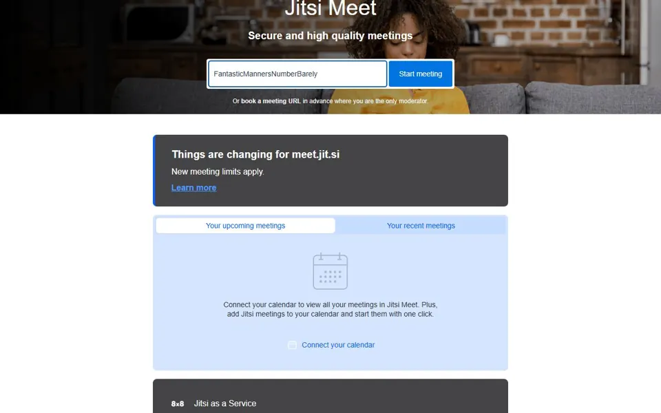Jitsi Meet website screenshot