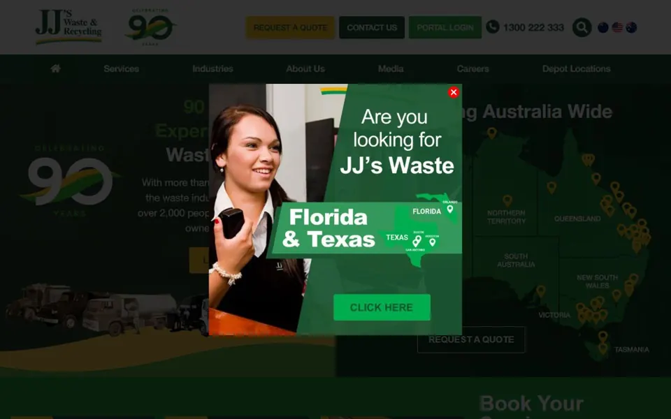 JJ's Waste & Recycling website screenshot