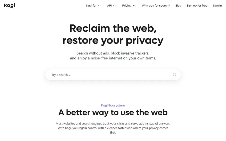 Kagi website screenshot