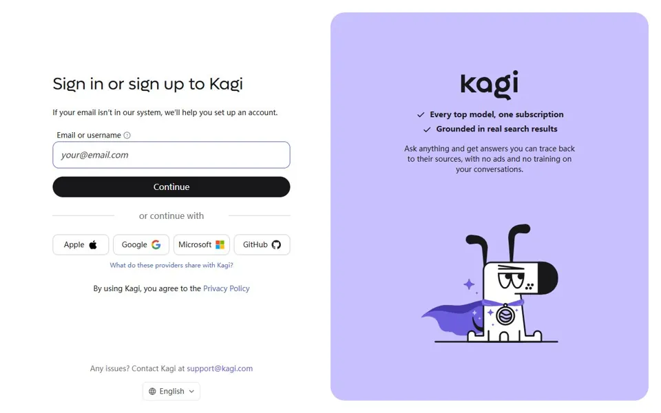 Kagi Assistant website screenshot