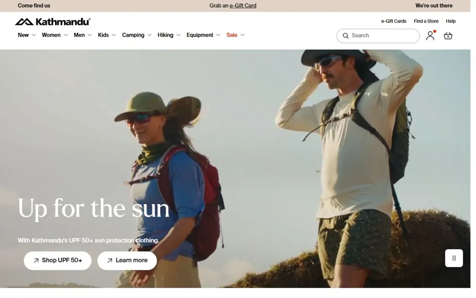 Kathmandu website screenshot