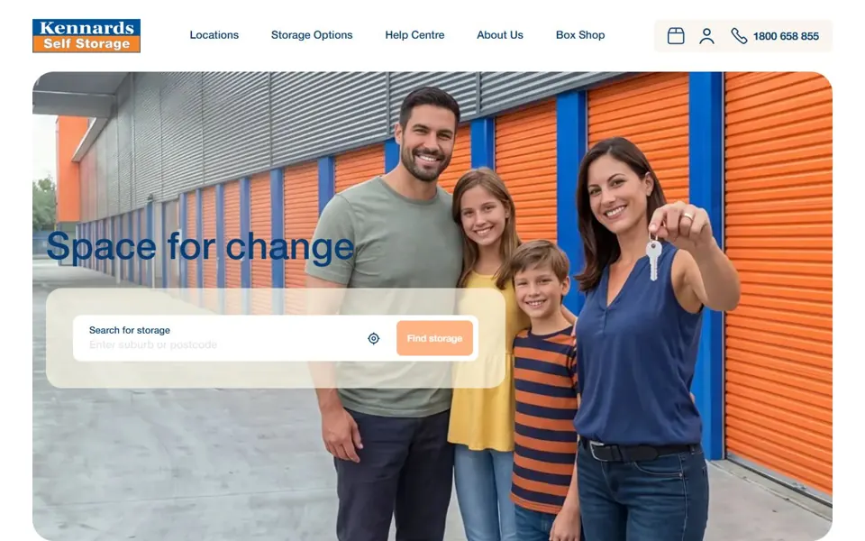 Kennards Self Storage website screenshot