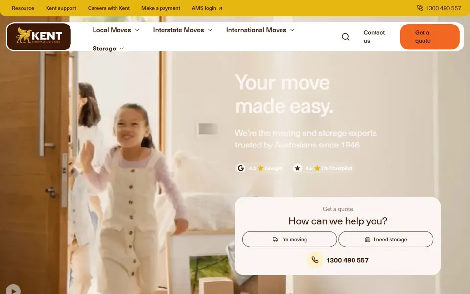 Kent Removals & Storage website screenshot