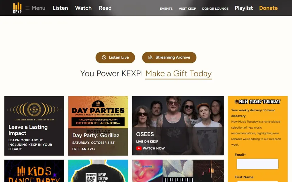 KEXP · Website screenshot