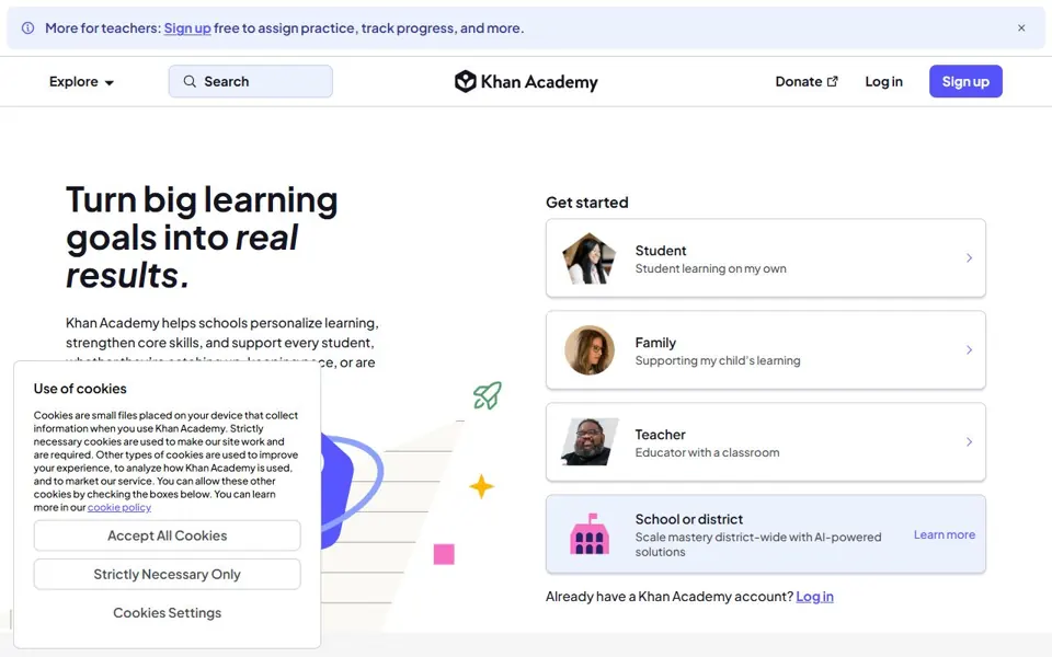 Khan Academy website screenshot