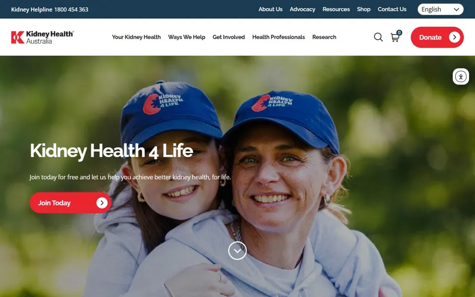 Kidney Health Australia website screenshot