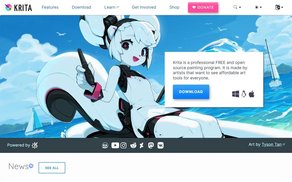 Krita website screenshot