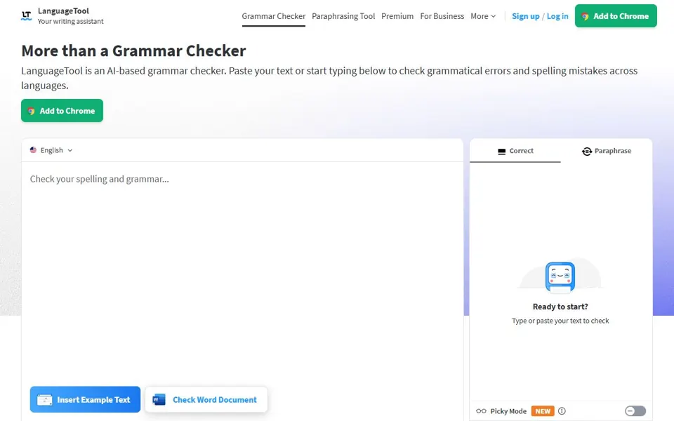 LanguageTool – Ansicht der Anbieter-Website