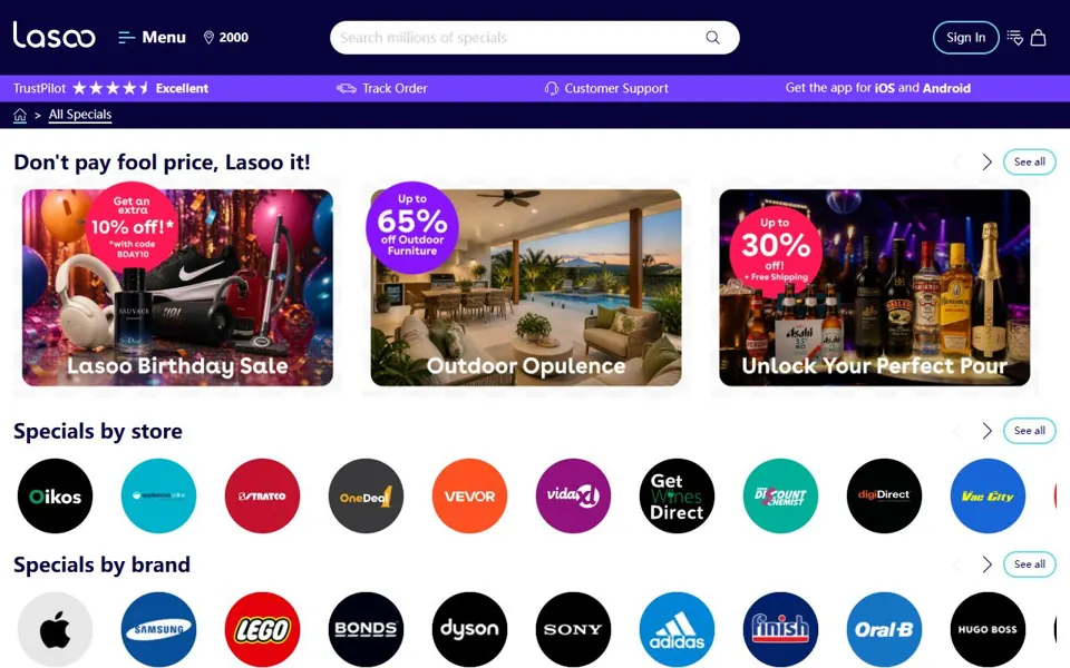 Lasoo website screenshot