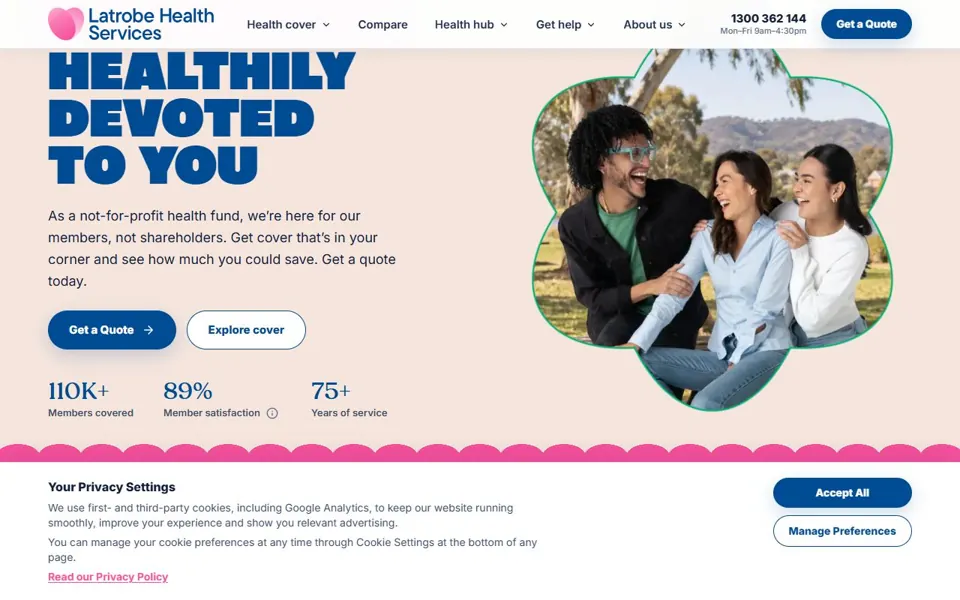 Latrobe Health Services website screenshot