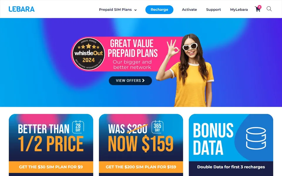 Lebara Australia website screenshot