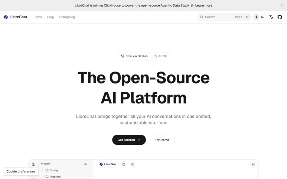 LibreChat website screenshot