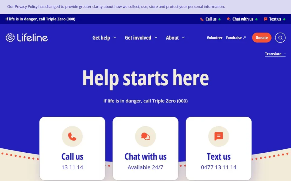 Lifeline website screenshot