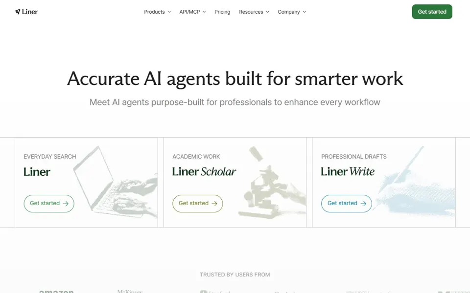 Liner website screenshot