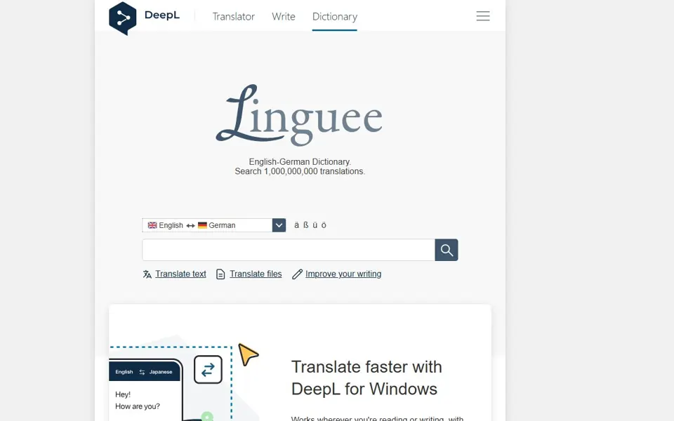 Linguee website screenshot