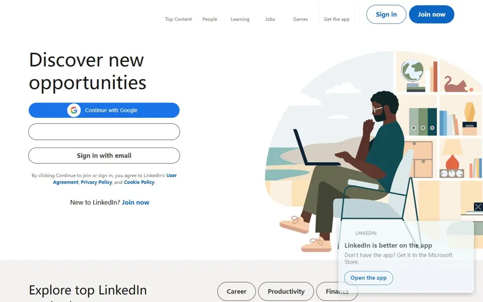 LinkedIn website screenshot