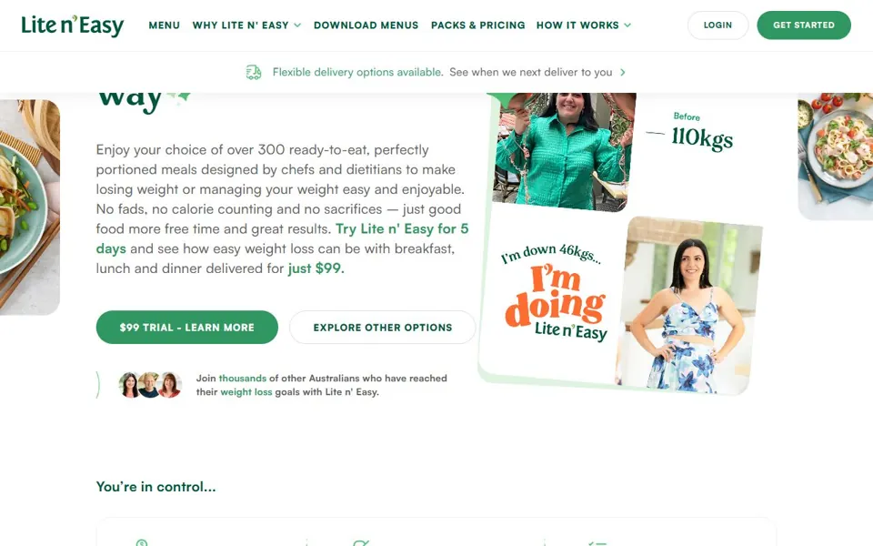 Lite n' Easy website screenshot