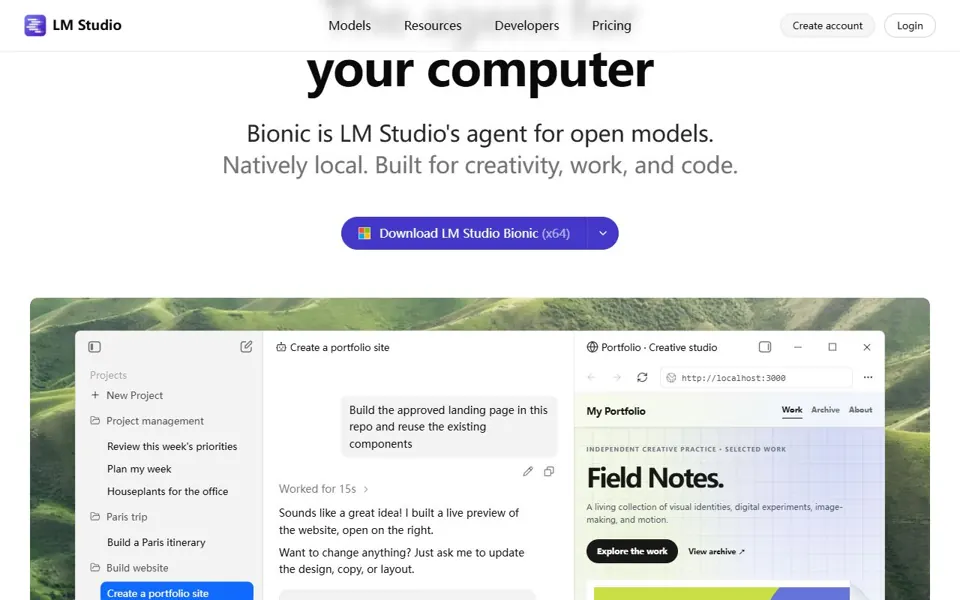 LM Studio website screenshot