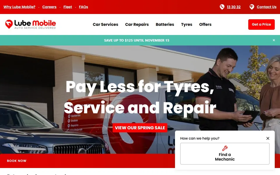 Lube Mobile website screenshot