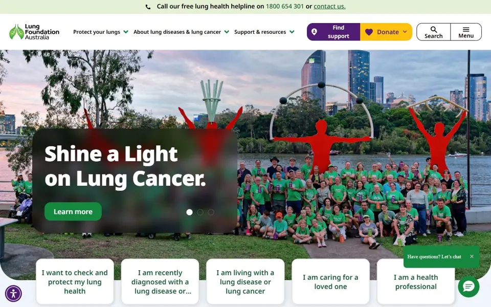 Lung Foundation Australia website screenshot