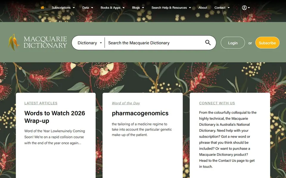 Macquarie Dictionary website screenshot