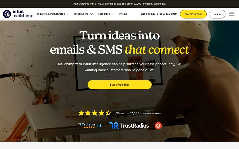 Mailchimp website screenshot