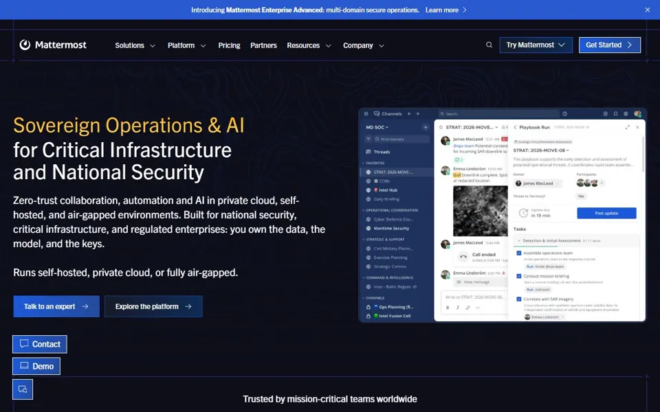 Mattermost website screenshot